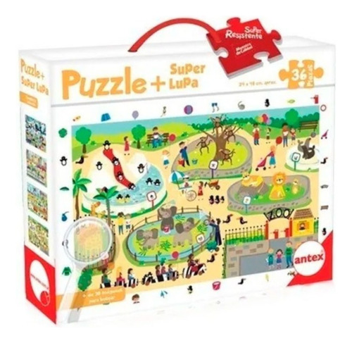 Puzzle Gigante Zoo 36 Piezas + Super Lupa Busca Antex 3033