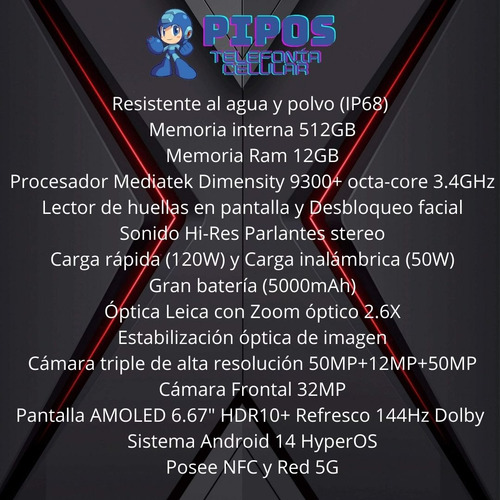 Xiaomi 14t Pro 5g 12gb Ram 512gb Dual Sim Nfc Ip68 Global Cámara Leica Batería 5000mah Mediatek Dimensity 9300+ Octa-core Azul Acero