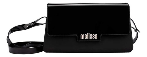 Bolsa Melissa Pure Bag Ref. 34444 Cor Preto Correia De Ombro Preto Desenho Do Tecido Liso