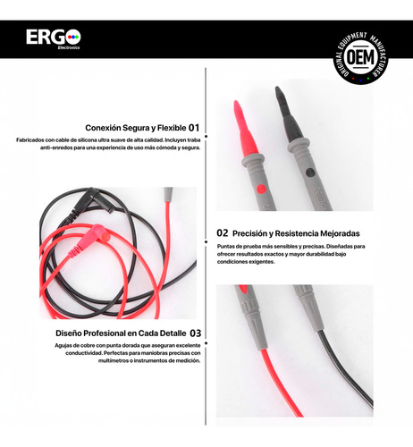 Kit Cables Multímetro Digital | Puntas Universales | 20amp G
