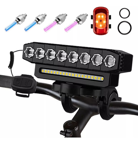 Luz Recargable Impermeable 4000mah Para Bicicleta 8 Led
