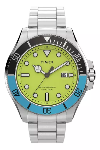 Reloj Hombre Timex Expedition 40 Mm Wr 50m Tw4b155009j Color de la correa  Verde oscuro Color del bisel Negro Color del fondo Crema