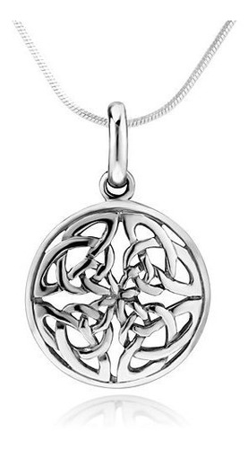 Collar - 925 Sterling Silver Celtic Knot Round Pendant Neckl