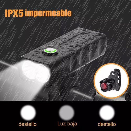 Imagen 2 de 7 de Lampara Luz Recargable Para Bicicleta