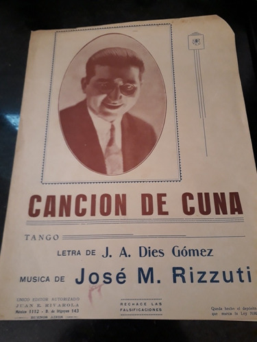 Partitura: Canción De Cuna . Tango . Dies Gómez- Rizzuti