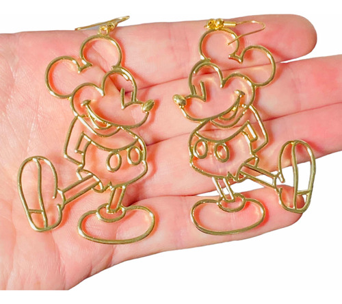 Grandes Aros Mickey Mouse Chapados En Oro