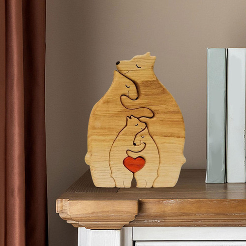 Sc Rompecabezas De Madera Con Decoración De Familia De Osos