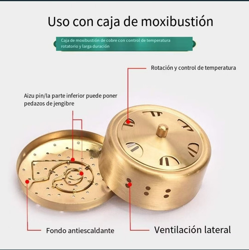 Quemador De Palo De Moxa De Cobre Puro Caja De Moxa Portátil