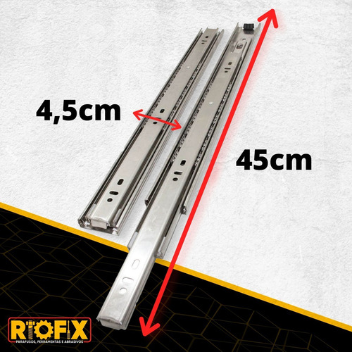 Corrediça Telescópica P/ Gaveta Reforçada 45cm 4 Pares 45 Kg