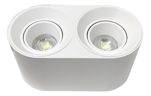 Plafon Spot Liso Blanco Redondo 2 Dicroicas 7w Led Completo