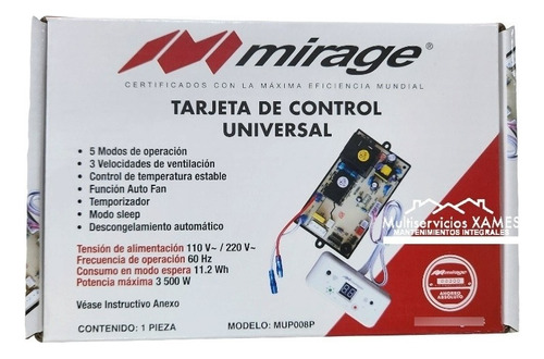 Tarjeta Electrónica Para Minisplit Mirage Universal 