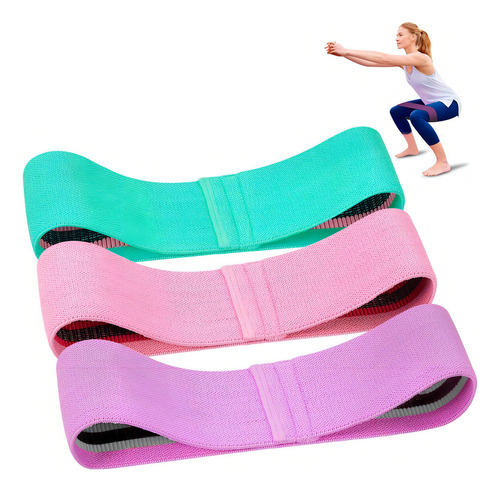 Kit 3 Hip Mini Band Elástico Tecido Agachamento Yoga