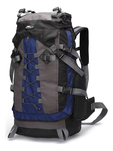 Mochila De Camping Impermeável 60l Trekking Viagem 6103 Cor Azul Desenho Do Tecido Liso