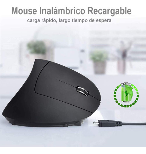 Mouse Inalámbrico Ergonómico Recargable Vertical 2.4ghz