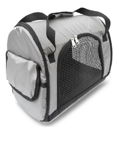 Maletin Morral Transportador Guacal Para Mascotas Color Gris