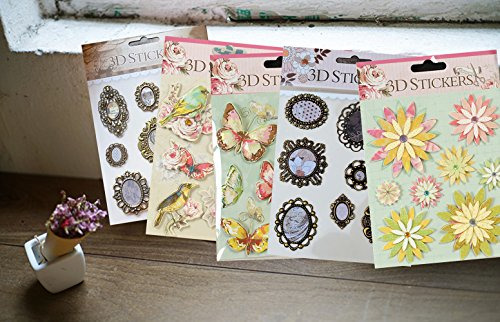 Calcomanías 3d Vintage Pájaros Mariposas Flores Para Manuali