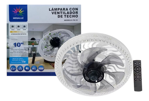 Ventilador Foco De Techo Led 34w Con Control Remoto 10 PuLG