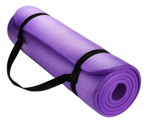Colchoneta Mat Nbr Yoga Fitness Gimnasia Pilates Correa 10mm Color Violeta