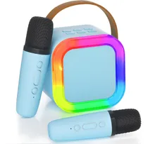 Comprar Parlante Portatil Led Rgb Karaoke + 2 Microfonos Bluetooth