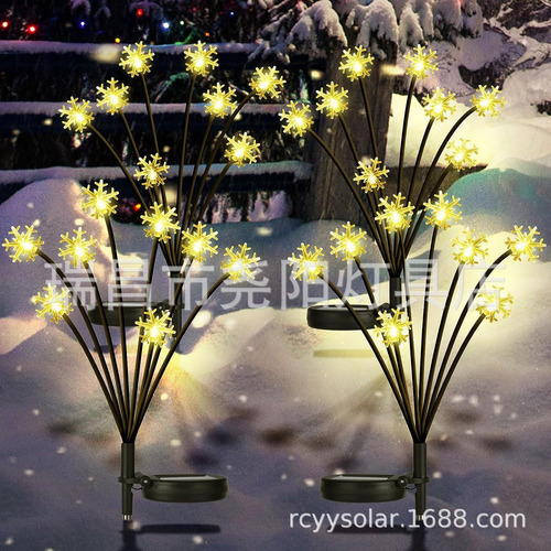 6 Luces Solares Decorativas De Navidad, 8 Copos De Nieve