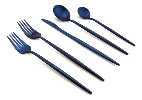 Jankng Juego De Cubiertos De Acero Inoxidable Azul De Luj...