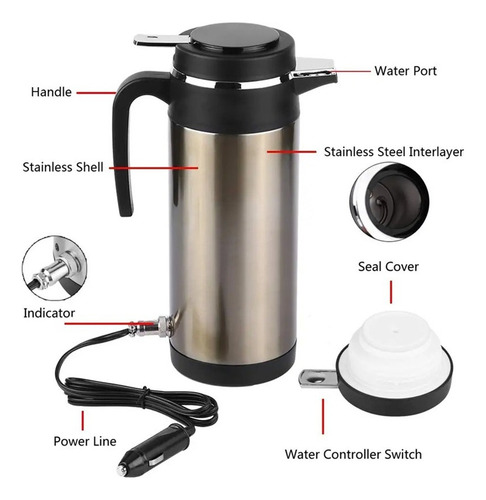 Vaso Aislante Dorado For Hervidor De Agua For Coche, 12 V,