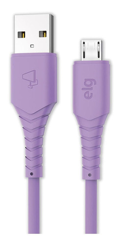 Cabo 2.4a Micro Usb Emborrachado 1,2metro Roxo ELG M512x