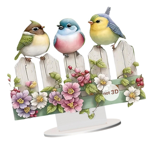 Decoración De Pájaros Acrílicos Plano 2d Con Base
