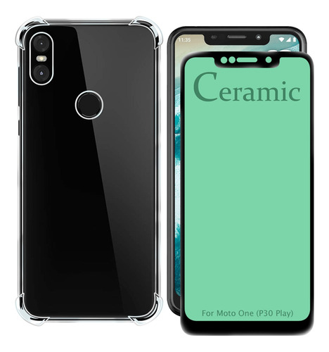 Capinha + Película Ceramica 3d 9d Para Moto One Xt1941 5.9