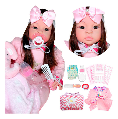 Bebê Real Reborn Realista 53cm Princesa Boneca 23 Itens