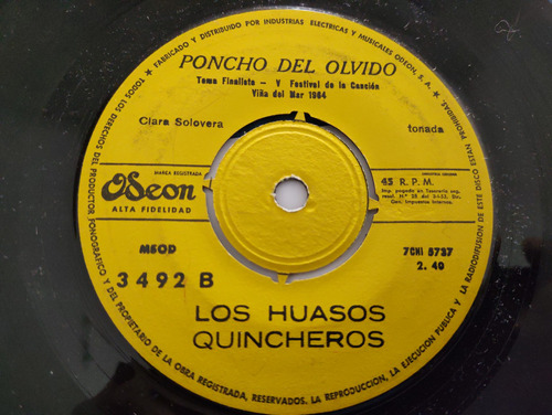 Vinilo Single De Los Huasos Quincheros Que Bonita( G29