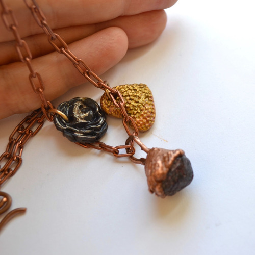 Imagen 5 de 10 de Collar Minimalista De Granate Con Cadena De Cobre, Cod1
