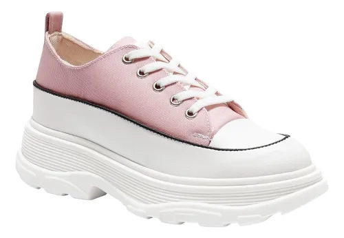 Tenis Rosa Barbie Para Mujer Bonito Cordones Femenino Cuotas sin