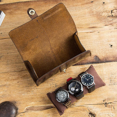 G Nuevo Estuche De Reloj De Pulsera Hecho A Mano De Cuero