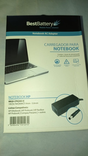Carregador Notebook 90w Hp Elitebook/pavilion Bb20cp6300h