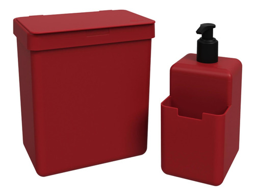 Kit Dispenser Porta Esponja + Lixeira 2,5 Litros Single Coza