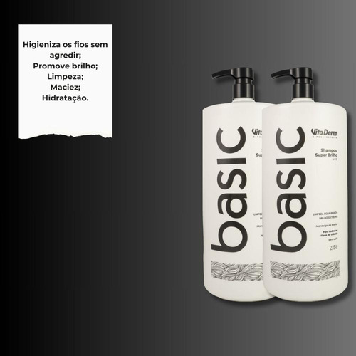 Vita Derm Basic Super Brilho Kit 2 Shampoo 2,5l