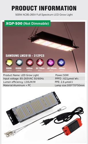 Painel Grow Led Samsung Quantum Full Spectrum Lm281b 50w Branco