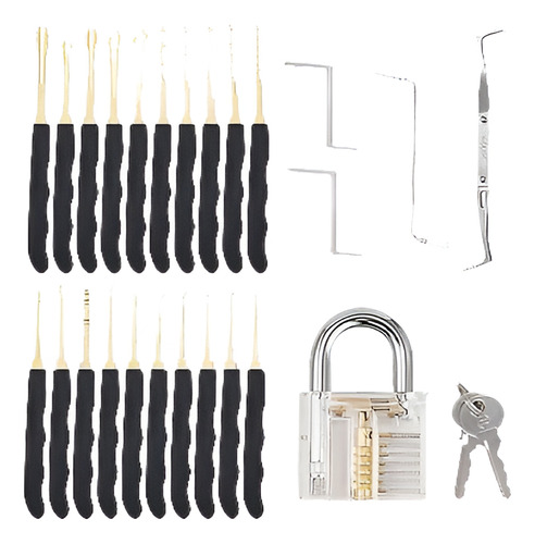 24pcs Gancho Lock Pick Set Cerrajero Herramientas Práctica C