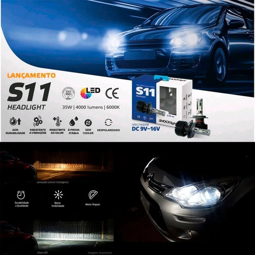 Imagem 3 de 3 de Kit Lâmpada Ultra Led H4 6000k 35w S11 - Shocklight