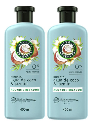 2 Acondicionador Herbal Essences Hidrata Agua De Coco 400ml