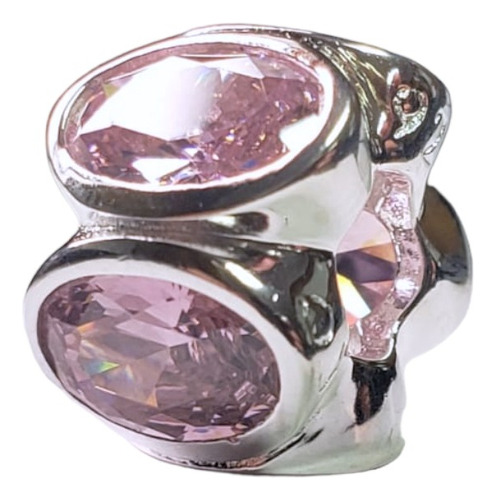 Charm Flor Con Cristales Rosa Plata Italiana 925/ Metalli