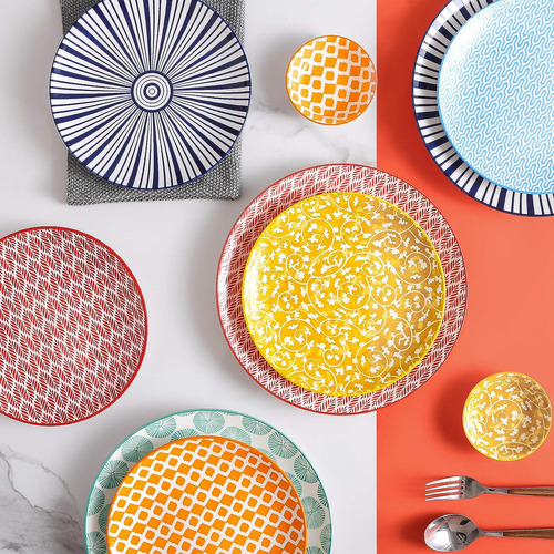 Set De Platos Redonda Ensalada 6 Pcs 25.4 Cms Porcelana