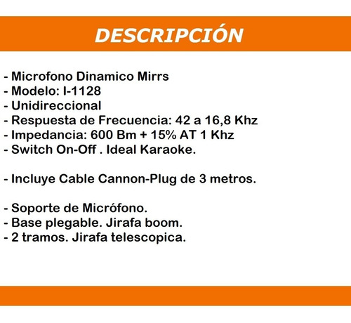 Kit Microfono De Mano Cable Pipeta Y Soporte Jirafa Prm