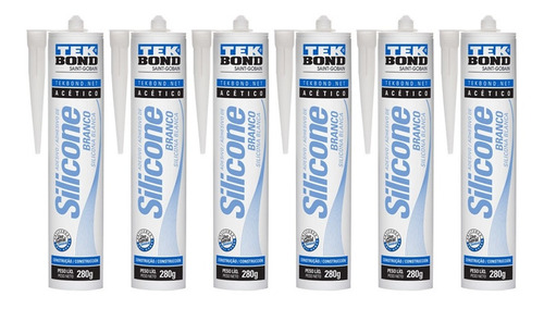 Silicona Acética Blanca Uso Gral X 6unid Tek Bond 280gr Fs