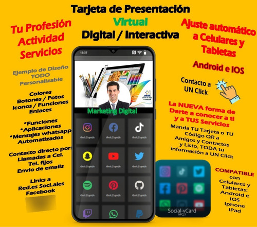 Tarjeta Digital D Presentación Contacto Directo Por Mensaje