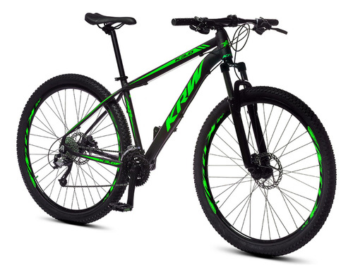 Bicicleta Aro 29 Krw Alum Shimano Tz 24vel Freio A Disco S60 Cor Preto/verde Fosco