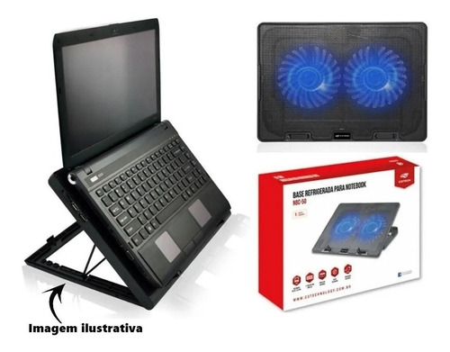 Suporte Notebook Mesa 2 Coolers 12 Cm 10 A 15,6 Nbc-50bk