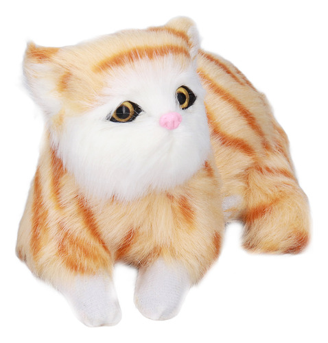Peluche Acostado Con Estampado Amarillo De Simulación De Gat