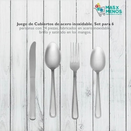 Set Cubiertos Hogar Acero Inoxidable Rayas 24 Piezas Mixto